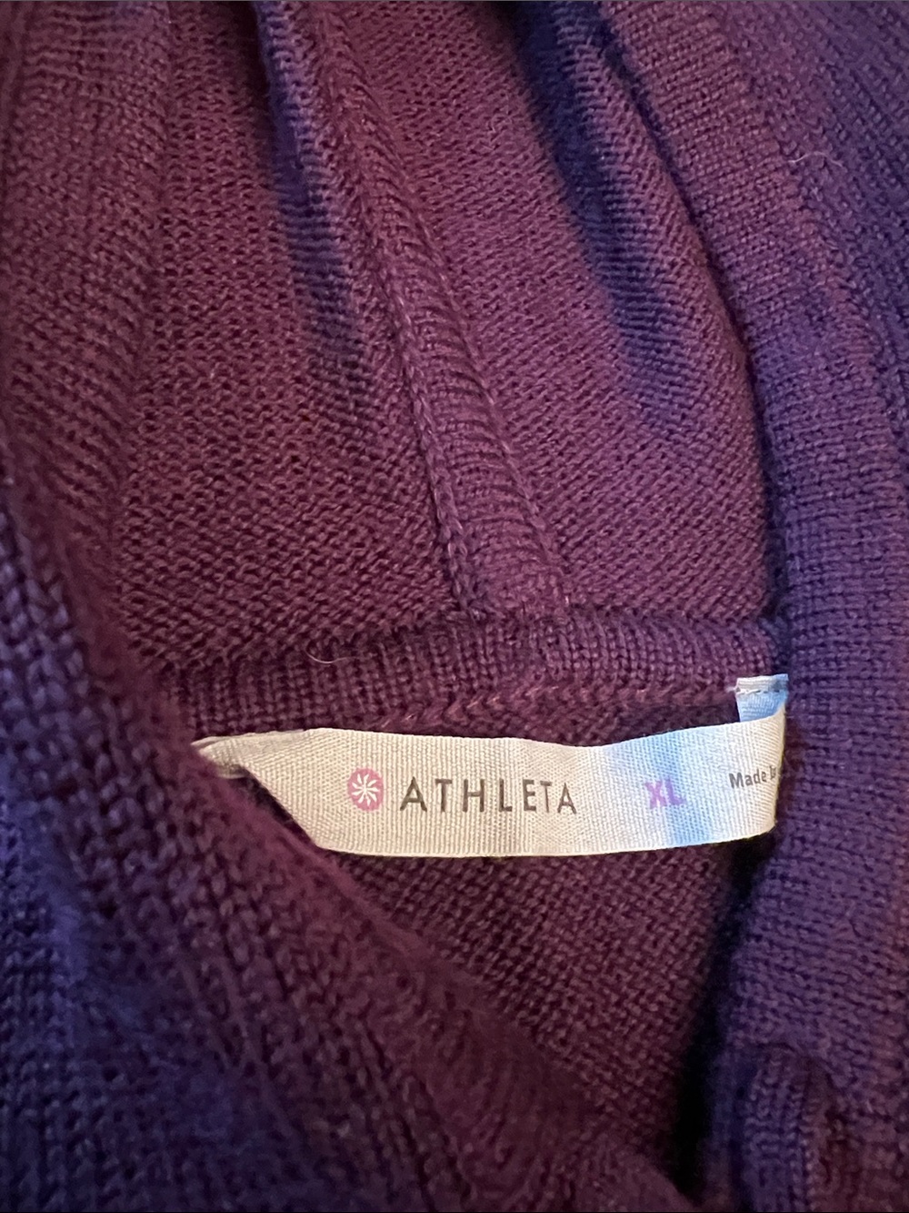 Athleta Purple Hooded Tunic Sweater with Gray Sleeve Panels - Picture 4 of 10